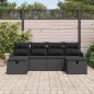 vidaXL Set di Divani da Giardino a 6 Pezzi con Cuscini in Rattan Modulare Nero