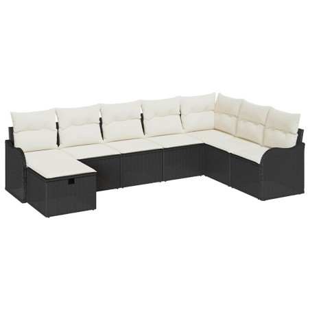 vidaXL Set Divano da Giardino da 8 Pezzi in Rattan Sintetico Nero con Cuscini