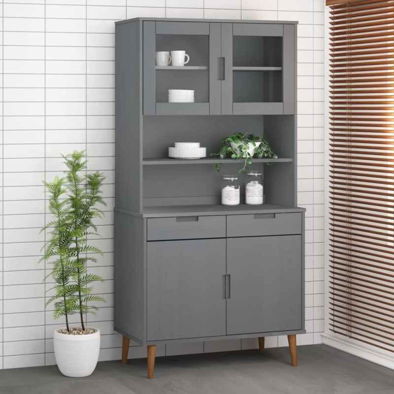 Piano Credenza MOLDE Grigio 90x35x100 cm Legno Massello di Pino Piano Credenza MOLDE Grigio 90x35x100 cm Legno Massello di Pino