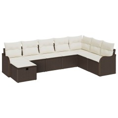 vidaXL Set da giardino di divani da 8 pezzi con cuscini marroni in rattan sintetico