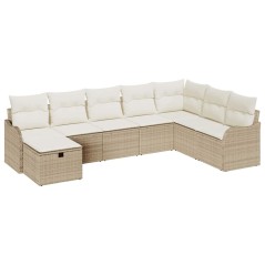 vidaXL Set Divano da Giardino 8 Pezzi con Cuscini Beige in Polyrattan