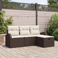 vidaXL Set da giardino in rattan sintetico con 4 pezzi e cuscini