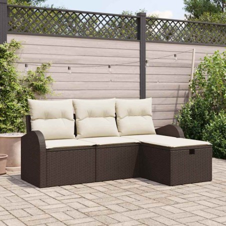 vidaXL Set da giardino in rattan sintetico con 4 pezzi e cuscini
