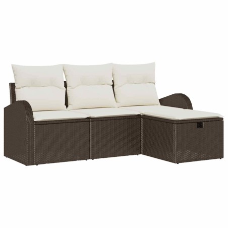 vidaXL Set da giardino in rattan sintetico con 4 pezzi e cuscini