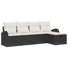 vidaXL Set di divani da giardino 5 pezzi con cuscini e rattan nero