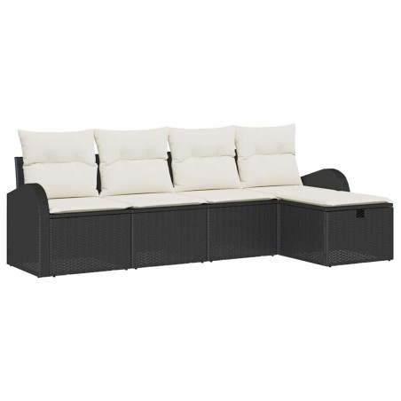 vidaXL Set di divani da giardino 5 pezzi con cuscini e rattan nero