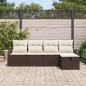 vidaXL Set divano da giardino 5 pezzi con cuscini in polirattan marrone vidaXL Set divano da giardino 5 pezzi con cuscini in polirattan marrone