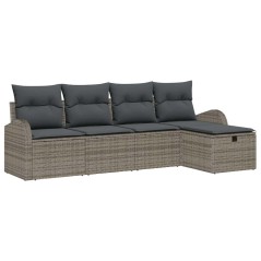 vidaXL Set di divani da giardino 5 pezzi con cuscini grigi in rattan sintetico