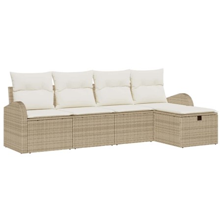 vidaXL Set di divani da giardino 5 pezzi con cuscini beige in rattan sintetico