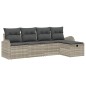 vidaXL Set di divano da giardino 5 pezzi con cuscini grigio chiaro in rattan