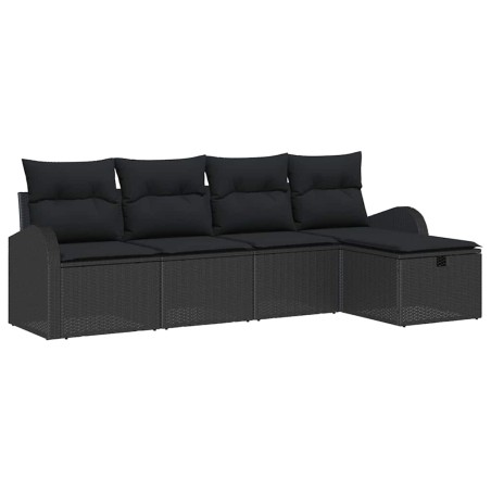 vidaXL Set di divani da giardino 5 pezzi con cuscini in rattan nero