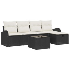 vidaXL Set di divani giardino 6 pezzi con cuscini, rattan nero