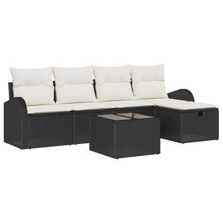 vidaXL Set di divani giardino 6 pezzi con cuscini, rattan nero