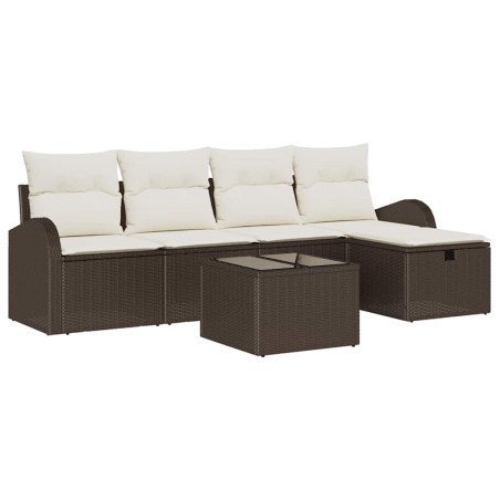 vidaXL Set da Giardino 6 Pezzi con Cuscini in Rattan Sintetico Marrone