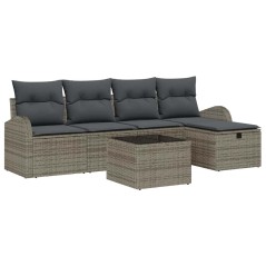 vidaXL Set di divani da giardino 6 pezzi con cuscini grigi in rattan