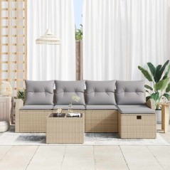 vidaXL Set da giardino in rattan modulare 6 pezzi di con cuscini beige