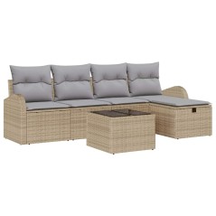 vidaXL Set da giardino in rattan modulare 6 pezzi di con cuscini beige