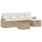 vidaXL Set di divano da giardino in 6 pezzi con cuscini beige in polirattan