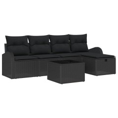vidaXL Set di divani da giardino a 6 pezzi con cuscini neri in rattan sintetico