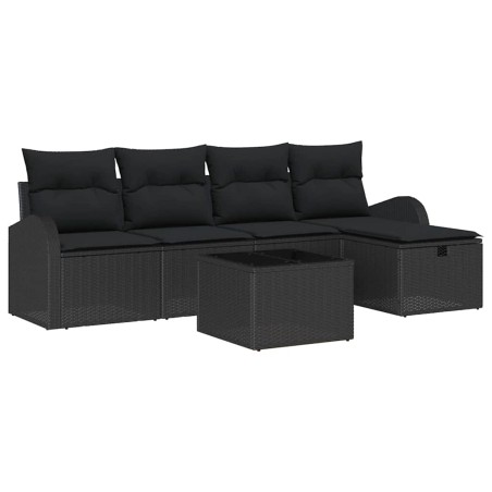 vidaXL Set di divani da giardino a 6 pezzi con cuscini neri in rattan sintetico