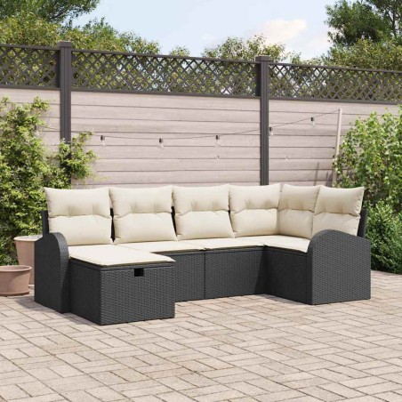 vidaXL Set da Giardino di 6 Pezzi con Cuscini in Rattan Sintetico Neri