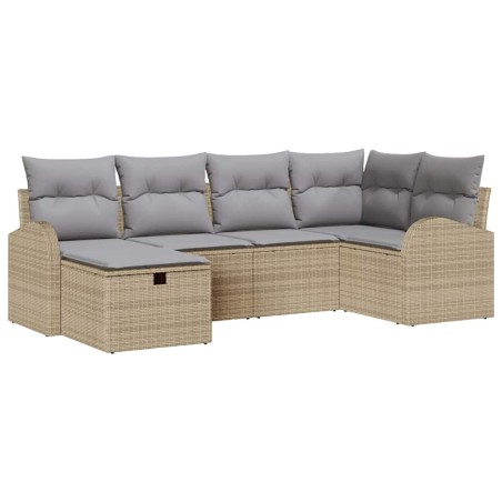 vidaXL Set di sofa da giardino , 6 pezzi con cuscini beige in polyrattan