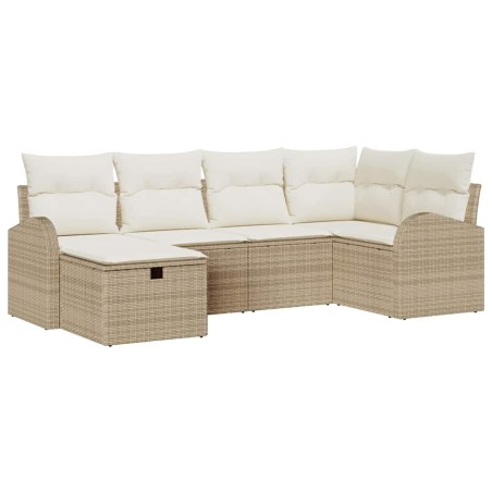 vidaXL Set di Divani da Giardino 6 Pezzi con Cuscini Beige in Rattan Sintetico