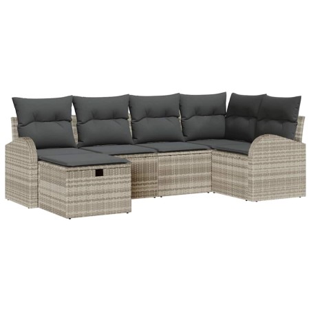 vidaXL Set da giardino di 6 pezzi con cuscini grigio chiaro in rattan sintetico