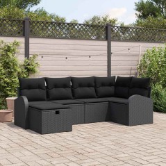 vidaXL Set di divani da giardino 6 pezzi con cuscini in rattan sintetico nero