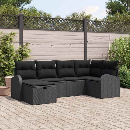 vidaXL Set di divani da giardino 6 pezzi con cuscini in rattan sintetico nero