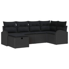 vidaXL Set di divani da giardino 6 pezzi con cuscini in rattan sintetico nero