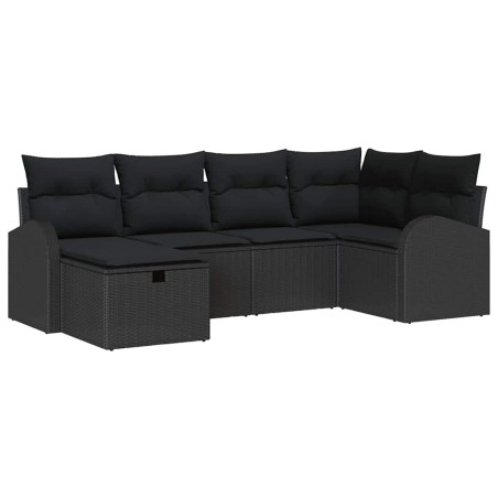 vidaXL Set di divani da giardino 6 pezzi con cuscini in rattan sintetico nero