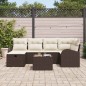 vidaXL Set di divano da giardino da 7 pezzi con cuscini in rattan polipropilene marrone