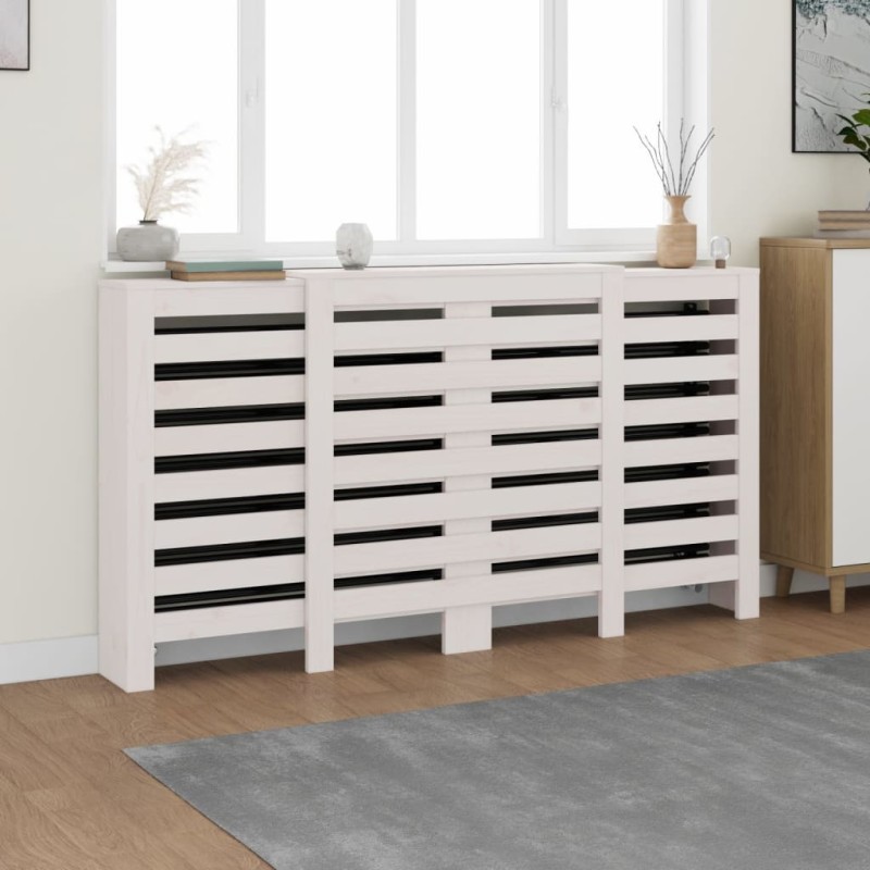 Copertura Termosifone Bianca 210x21x85 cm Legno Massello Pino Copertura Termosifone Bianca 210x21x85 cm Legno Massello Pino