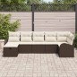 vidaXL Set Divano da Giardino con Cuscini da 7 Pezzi Marrone Polyrattan