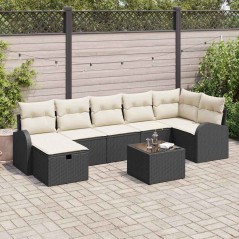 vidaXL Set Divano Giardino 8 Pezzi con Cuscini Nero Polyrattan
