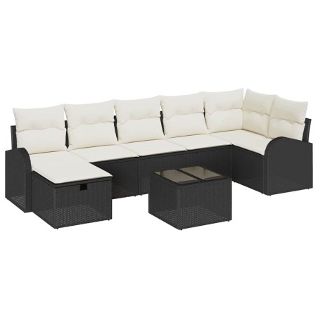 vidaXL Set Divano Giardino 8 Pezzi con Cuscini Nero Polyrattan