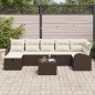 vidaXL Set Divano da Giardino 8 Pezzi con Cuscini Marrone in Rattan