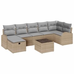vidaXL Set di divani da giardino 8 pezzi con cuscini beige in rattan poliestere