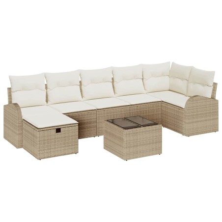 vidaXL Set di Divani da Giardino da 8 Pezzi con Cuscini Beige in Polyrattan