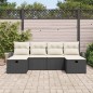 vidaXL Set di Divano da Giardino a 6 Pezzi con Cuscini in Polirattan Nero vidaXL Set di Divano da Giardino a 6 Pezzi con Cuscini in Polirattan Nero