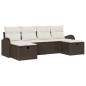 vidaXL Set di divani da giardino in 6 pezzi con cuscini, colore marrone, in poly rattan.