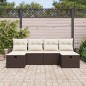 vidaXL Set di divani da giardino in 6 pezzi con cuscini, colore marrone, in poly rattan.