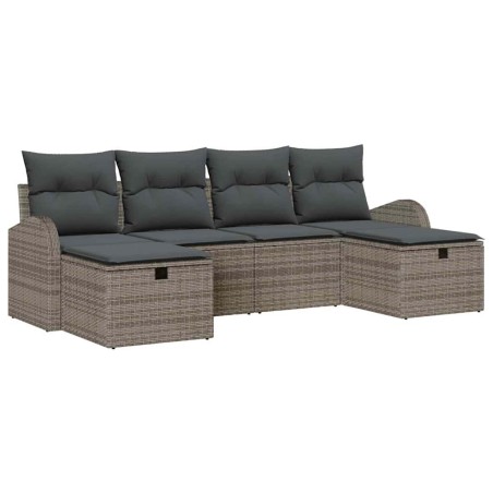 vidaXL Set da Giardino in 6 Pezzi con Cuscini Grigio in Poly Rattan