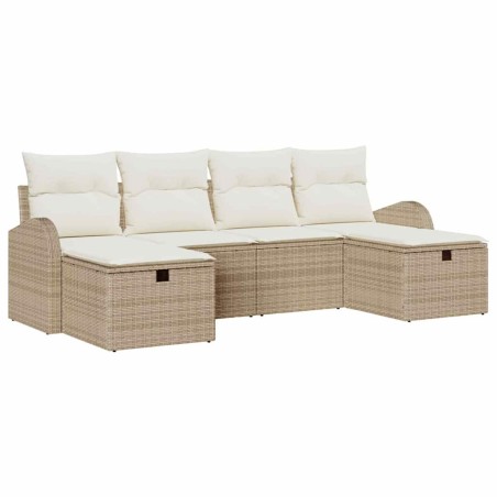 vidaXL Set di Sofà da Giardino a 6 Pezzi con Cuscini Beige in Rattan