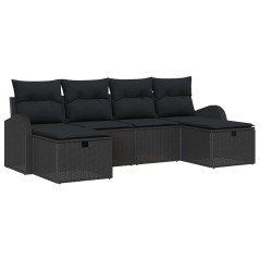 vidaXL Set di divani da giardino da 6 pezzi con cuscini in rattan nero