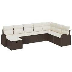 vidaXL Set da giardino 8 pezzi in rattan sintetico marrone con cuscini