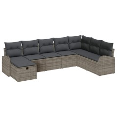 vidaXL Set di divani da giardino 8 pezzi con cuscini grigi in rattan sintetico