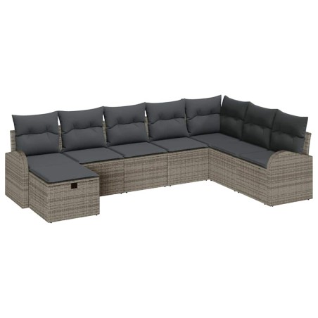 vidaXL Set di divani da giardino 8 pezzi con cuscini grigi in rattan sintetico