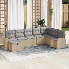 vidaXL Set divano da giardino 8 pezzi con cuscini beige in rattan sintetico